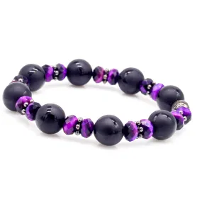 Fortitude Onyx and Purple Tigers Eye Stretch Bracelet