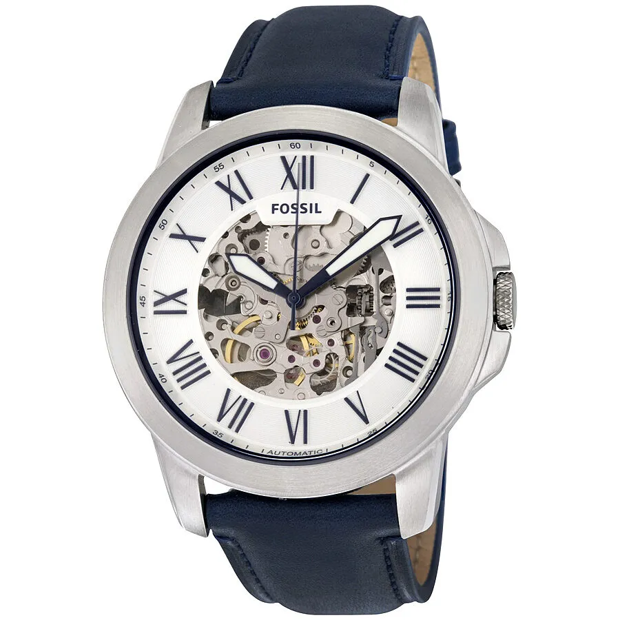 Fossil Grant Automatic Silver Skeleton Dial Men's Watch ME3111