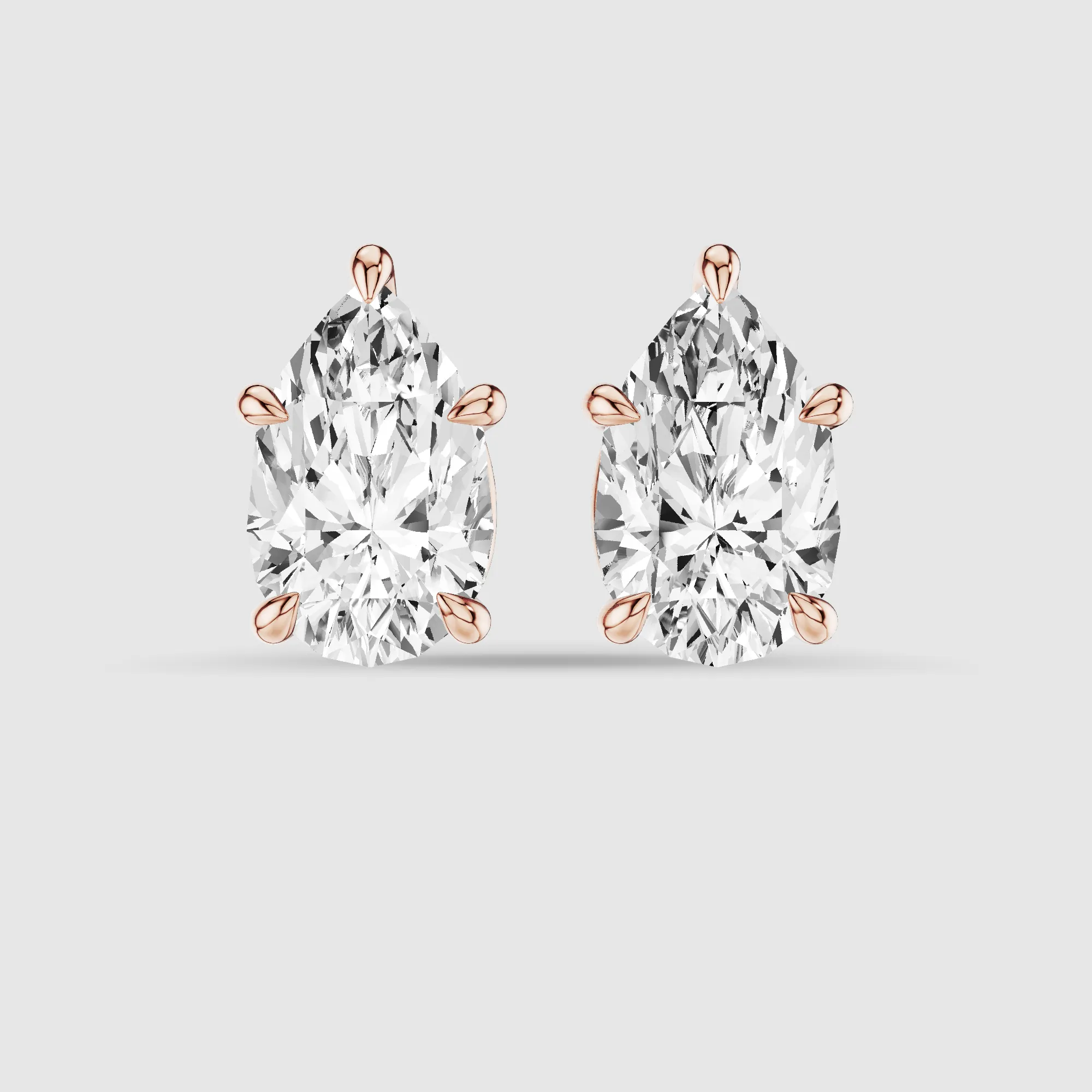 Four-Prong Solitaire Lab Grown Diamond Studs-Pear