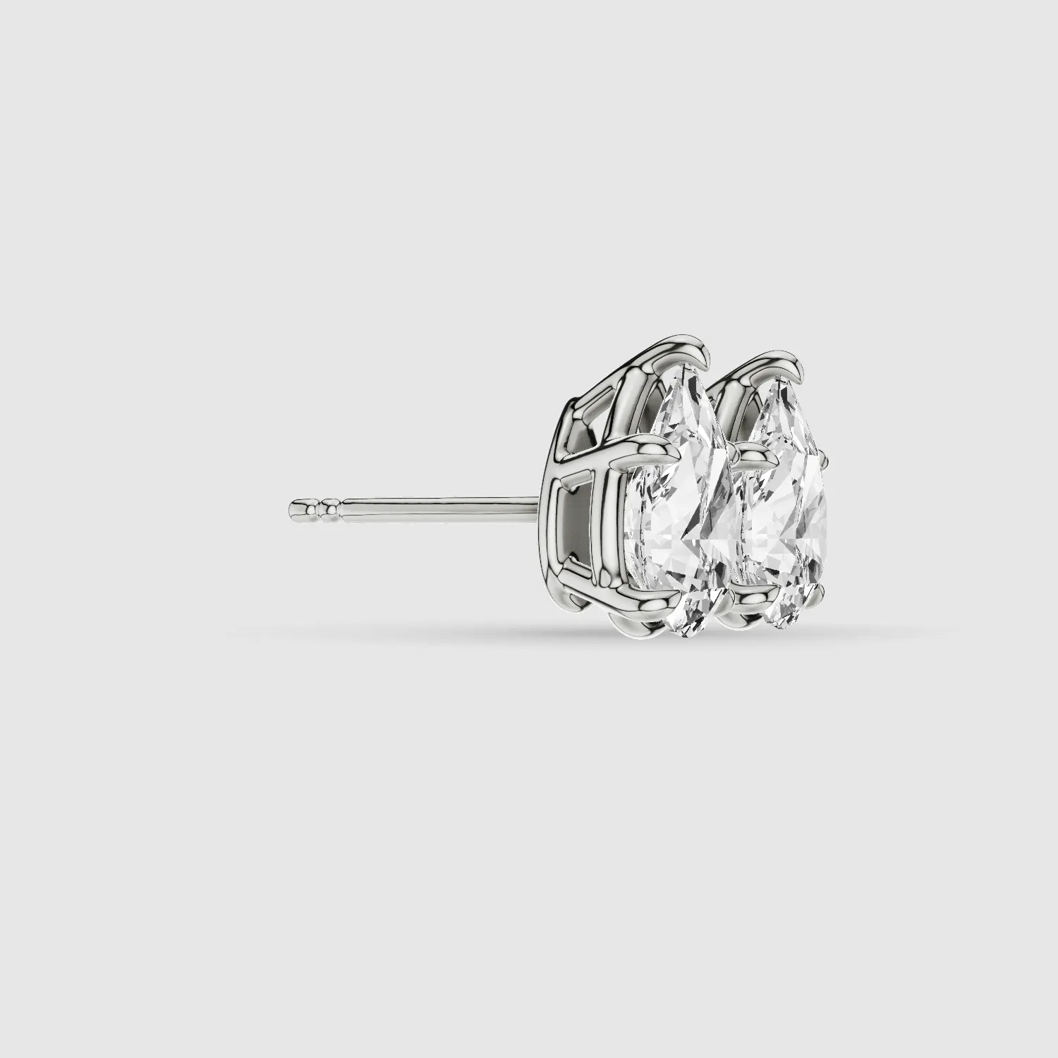 Four-Prong Solitaire Lab Grown Diamond Studs-Pear