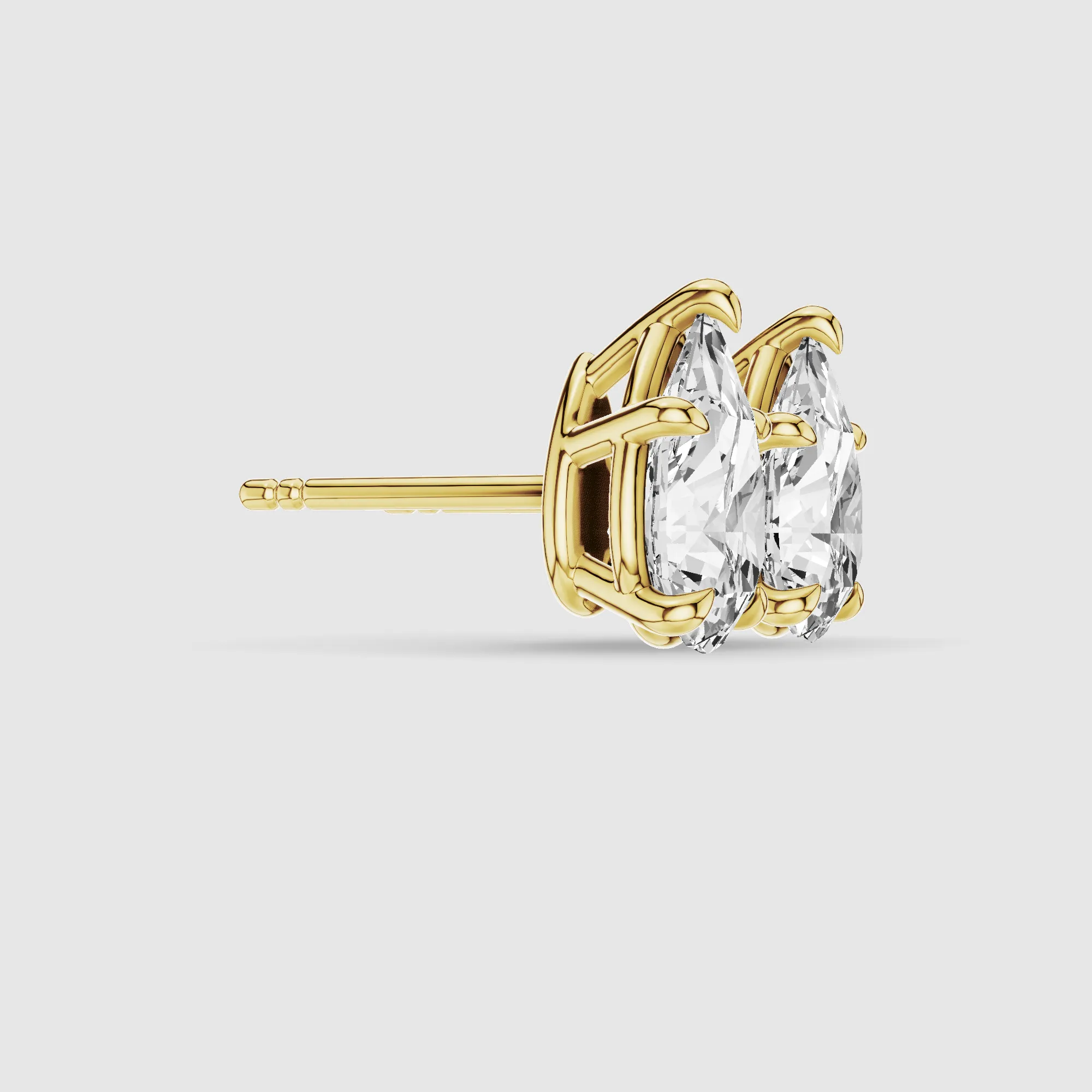 Four-Prong Solitaire Lab Grown Diamond Studs-Pear