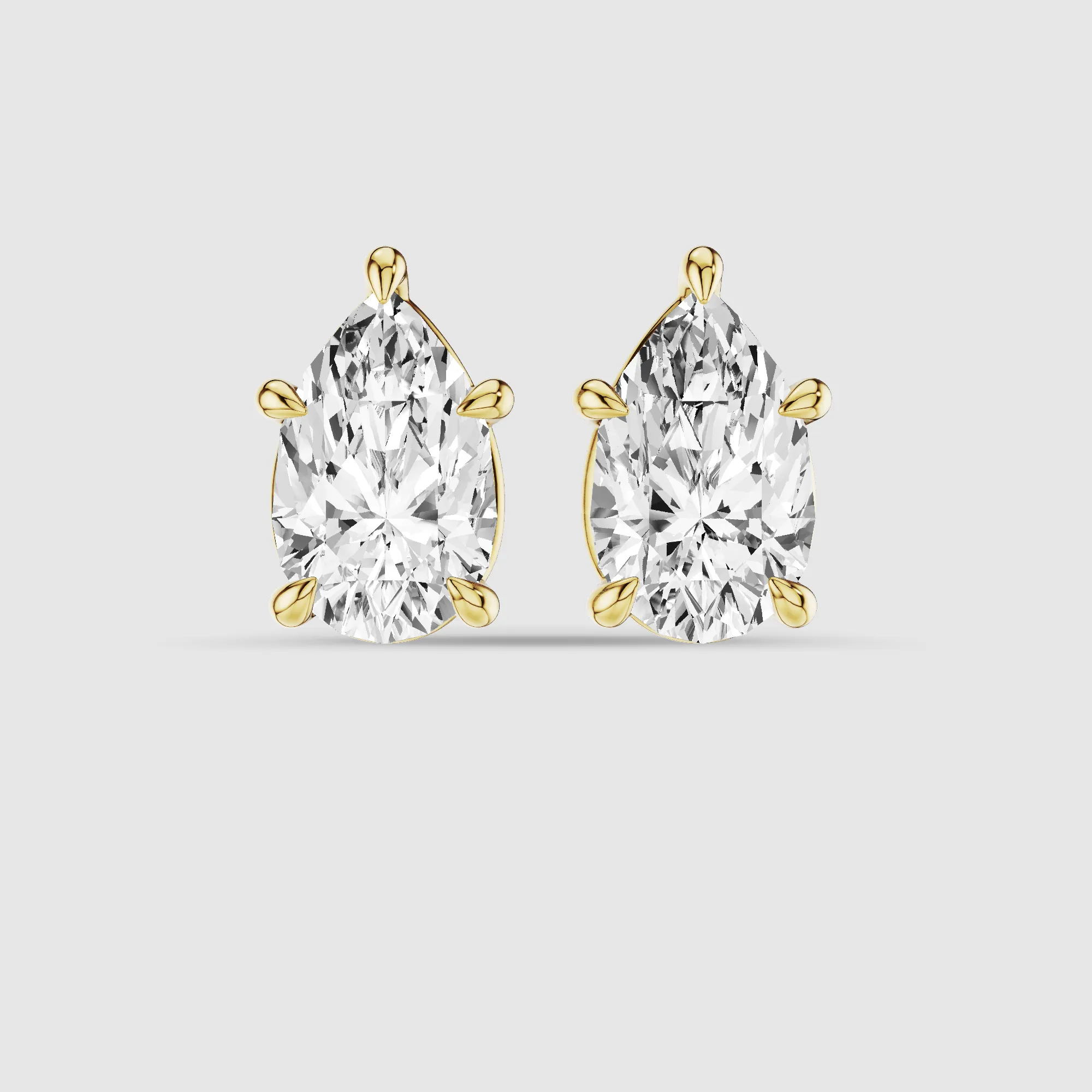 Four-Prong Solitaire Lab Grown Diamond Studs-Pear