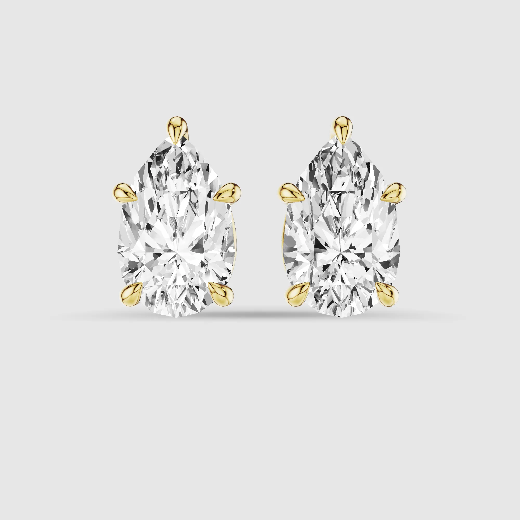 Four-Prong Solitaire Lab Grown Diamond Studs-Pear
