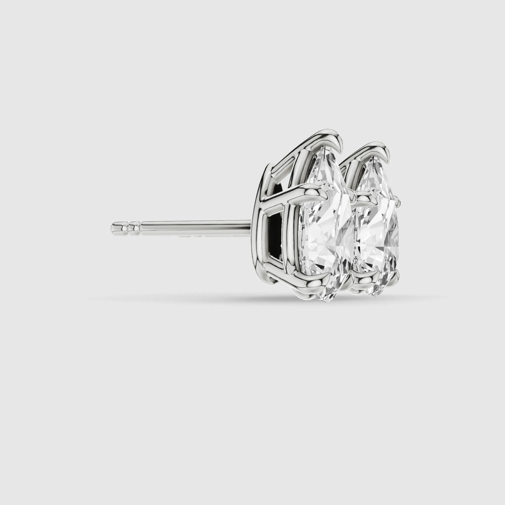 Four-Prong Solitaire Lab Grown Diamond Studs-Pear