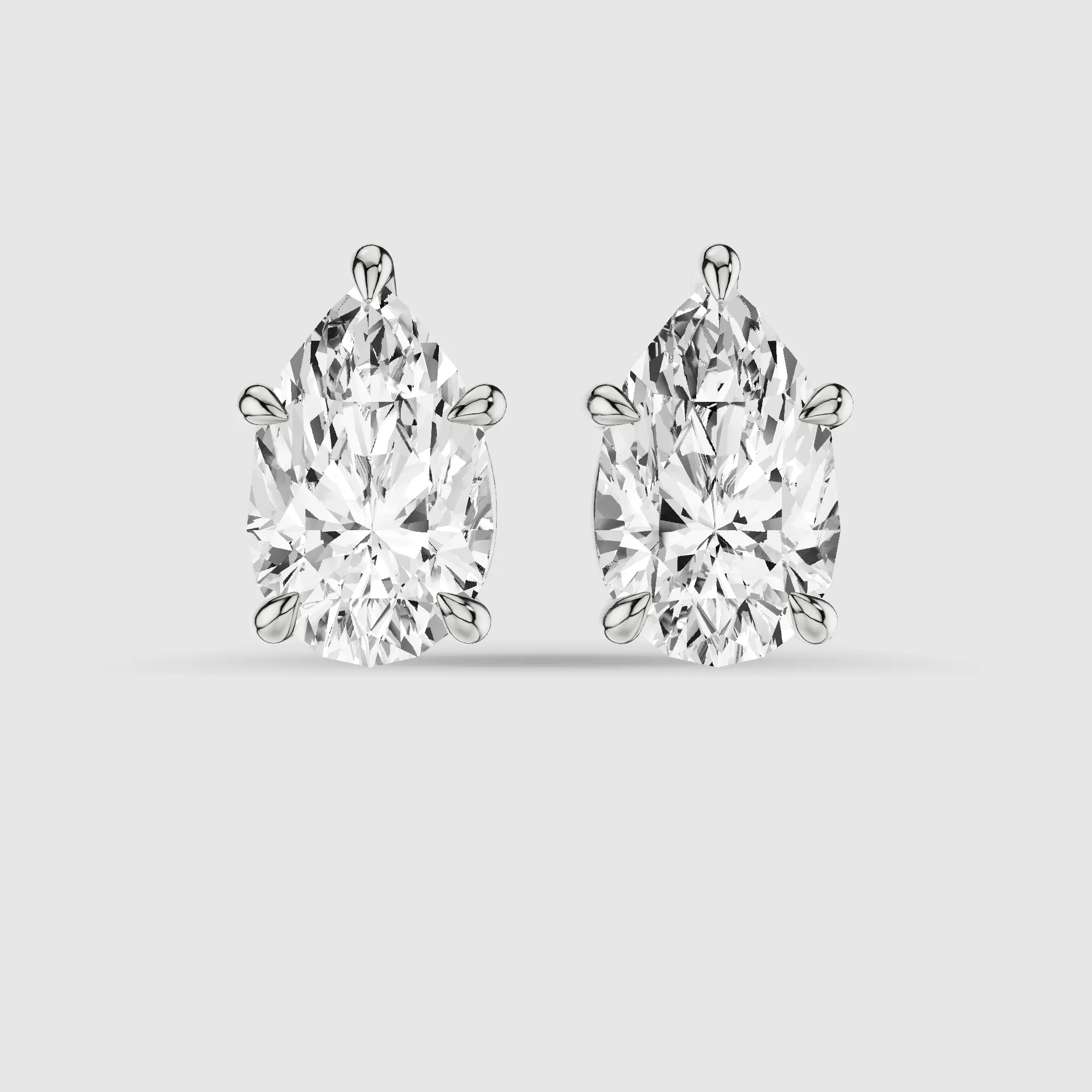 Four-Prong Solitaire Lab Grown Diamond Studs-Pear