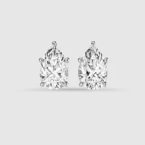 Four-Prong Solitaire Lab Grown Diamond Studs-Pear