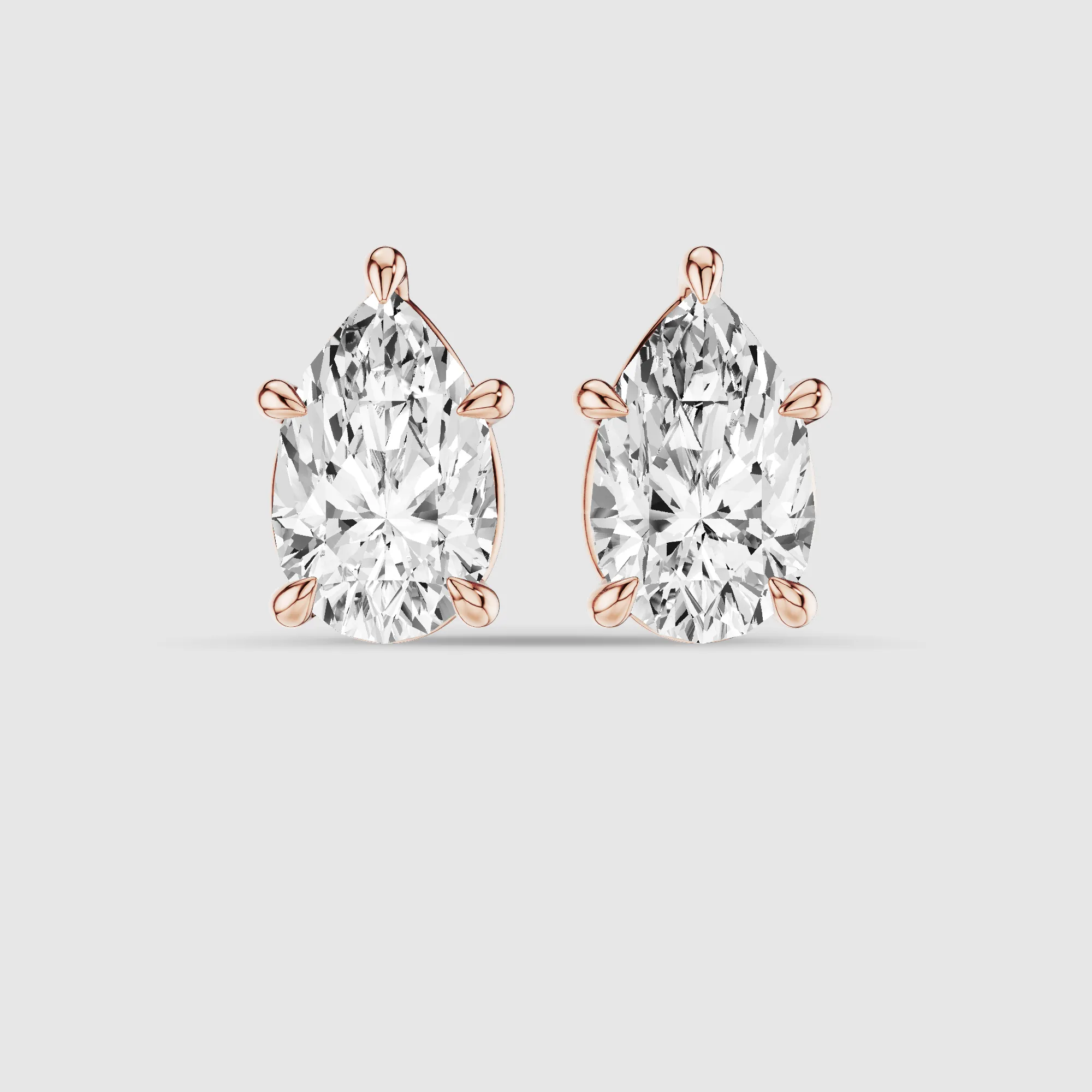 Four-Prong Solitaire Lab Grown Diamond Studs-Pear