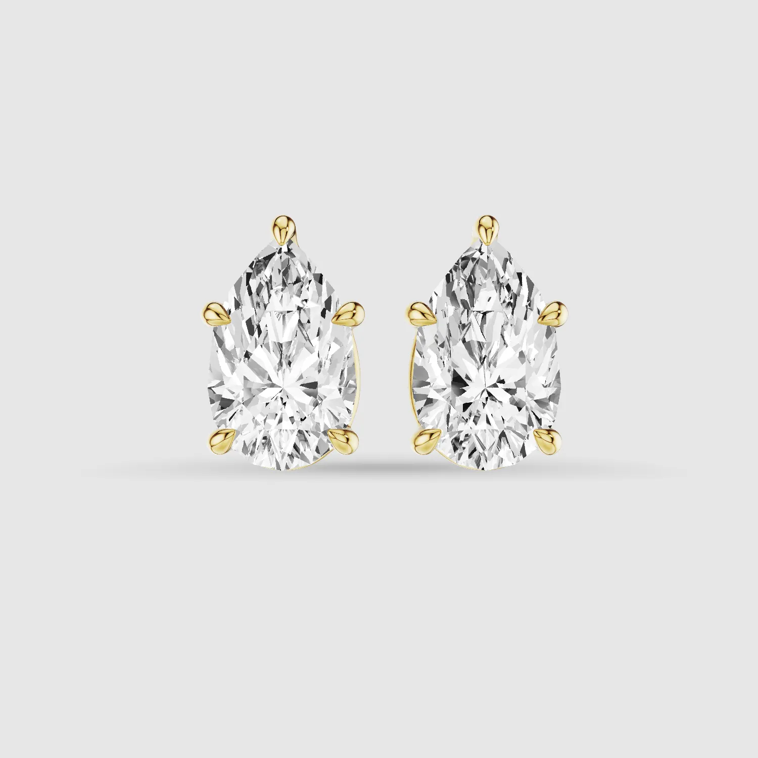 Four-Prong Solitaire Lab Grown Diamond Studs-Pear
