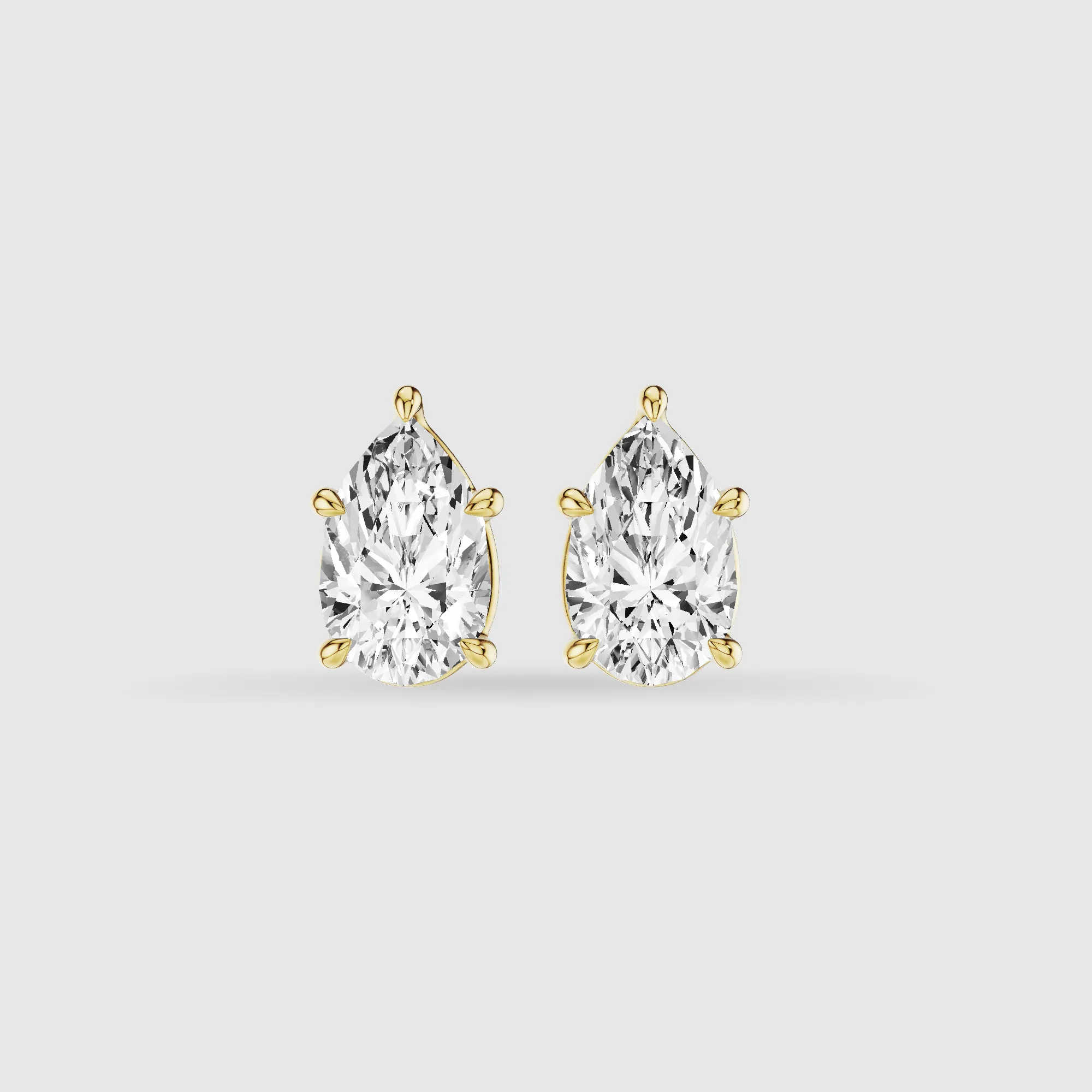 Four-Prong Solitaire Lab Grown Diamond Studs-Pear