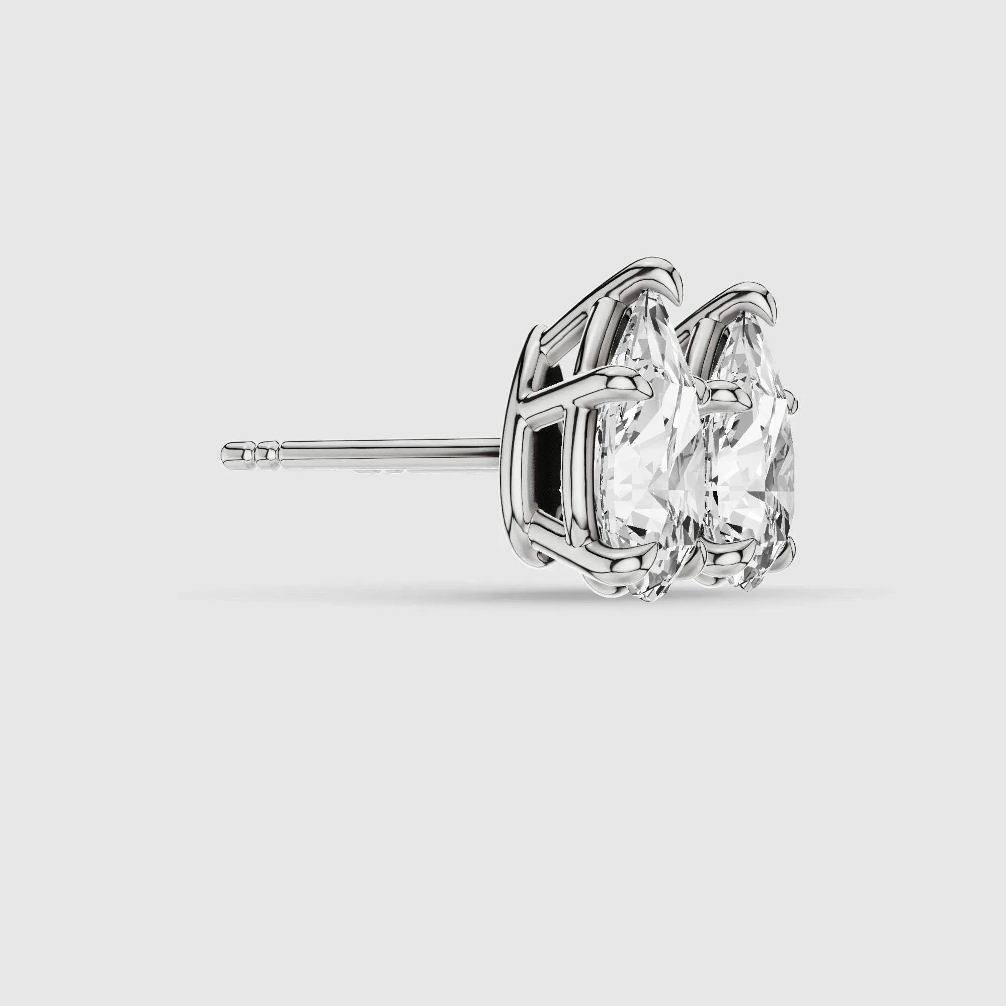 Four-Prong Solitaire Lab Grown Diamond Studs-Pear