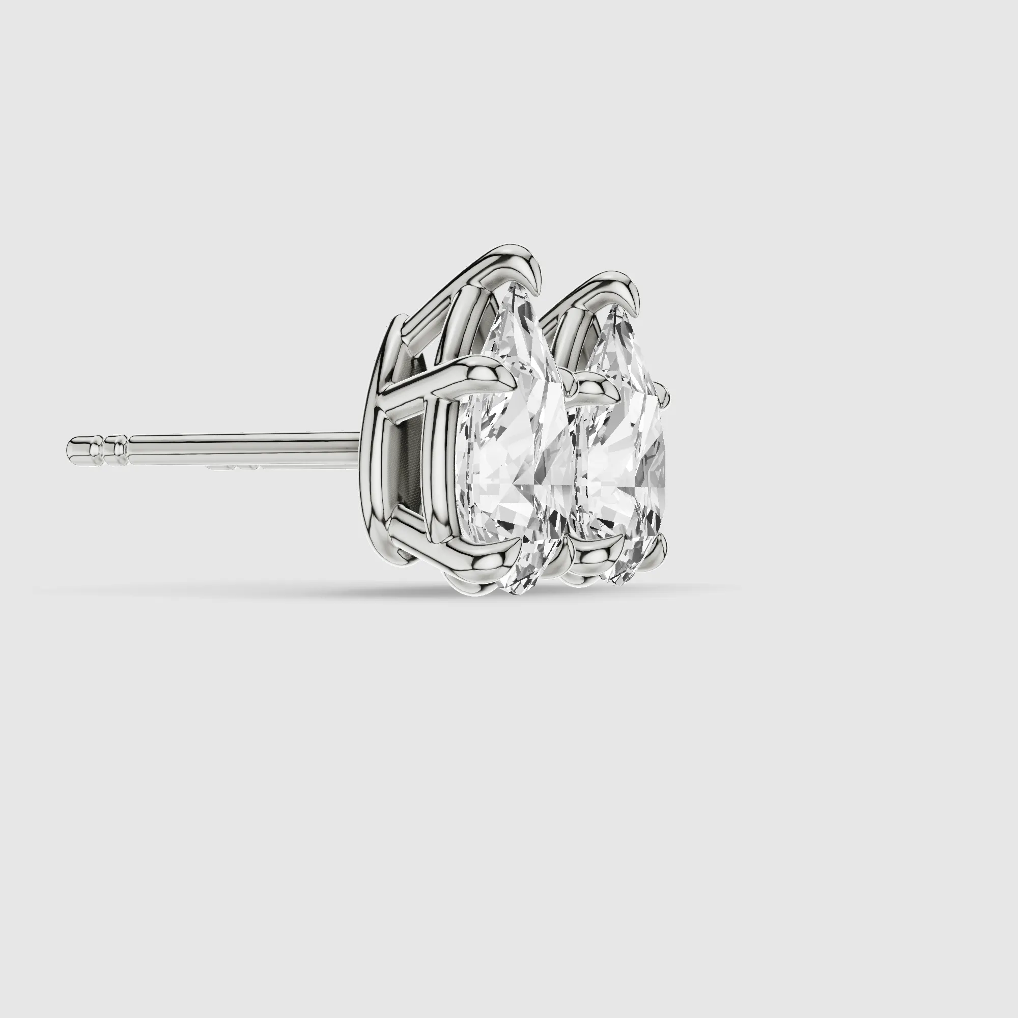 Four-Prong Solitaire Lab Grown Diamond Studs-Pear