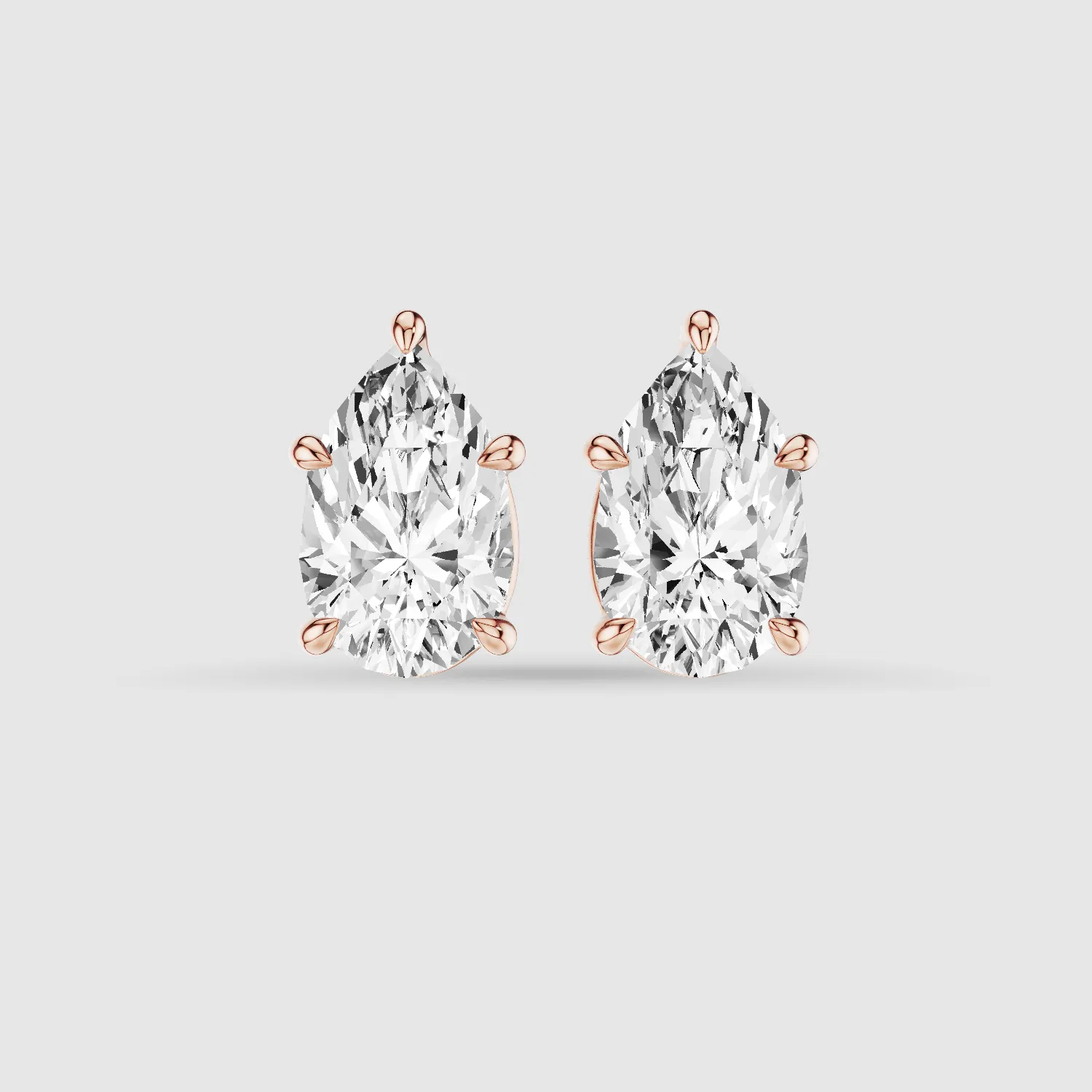 Four-Prong Solitaire Lab Grown Diamond Studs-Pear