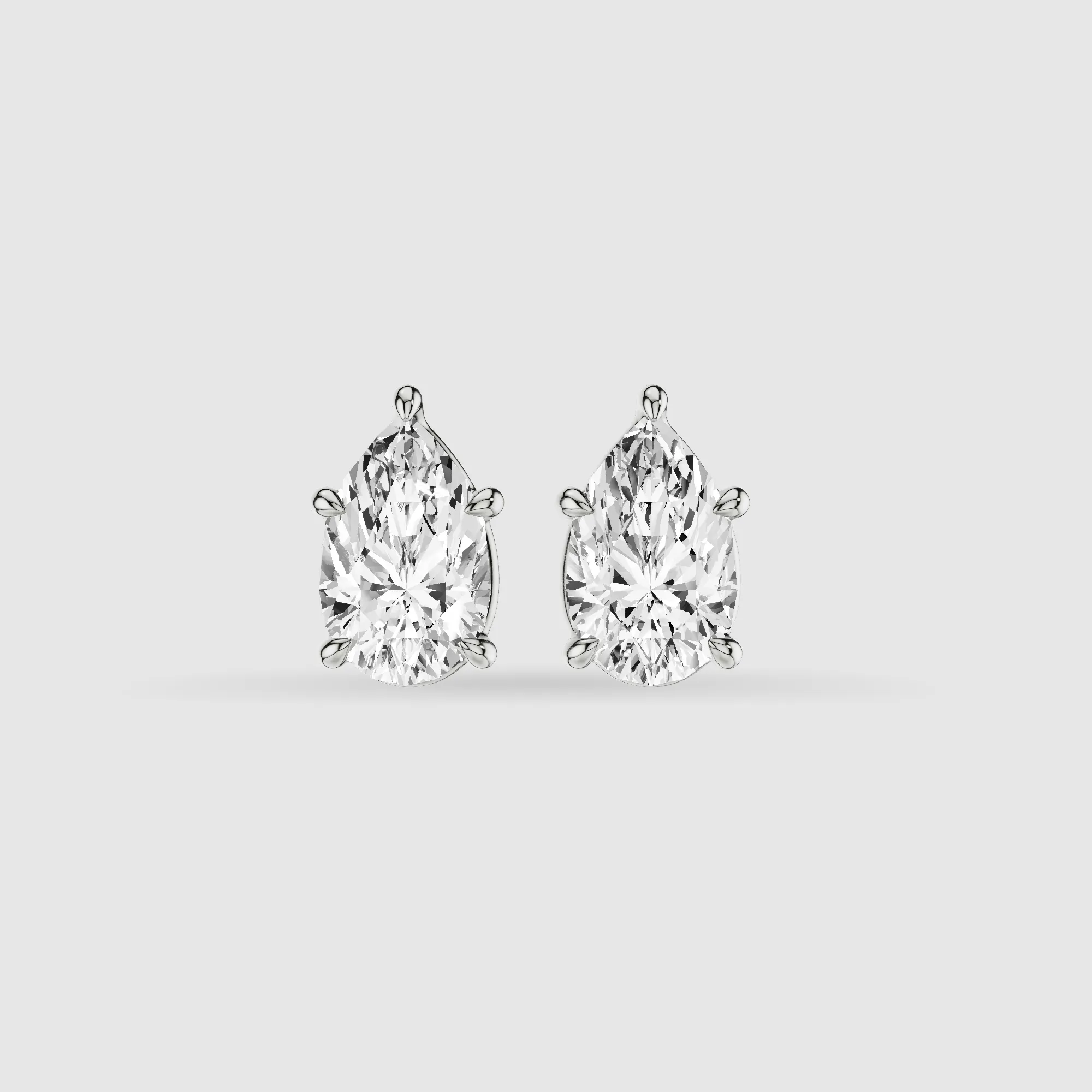 Four-Prong Solitaire Lab Grown Diamond Studs-Pear