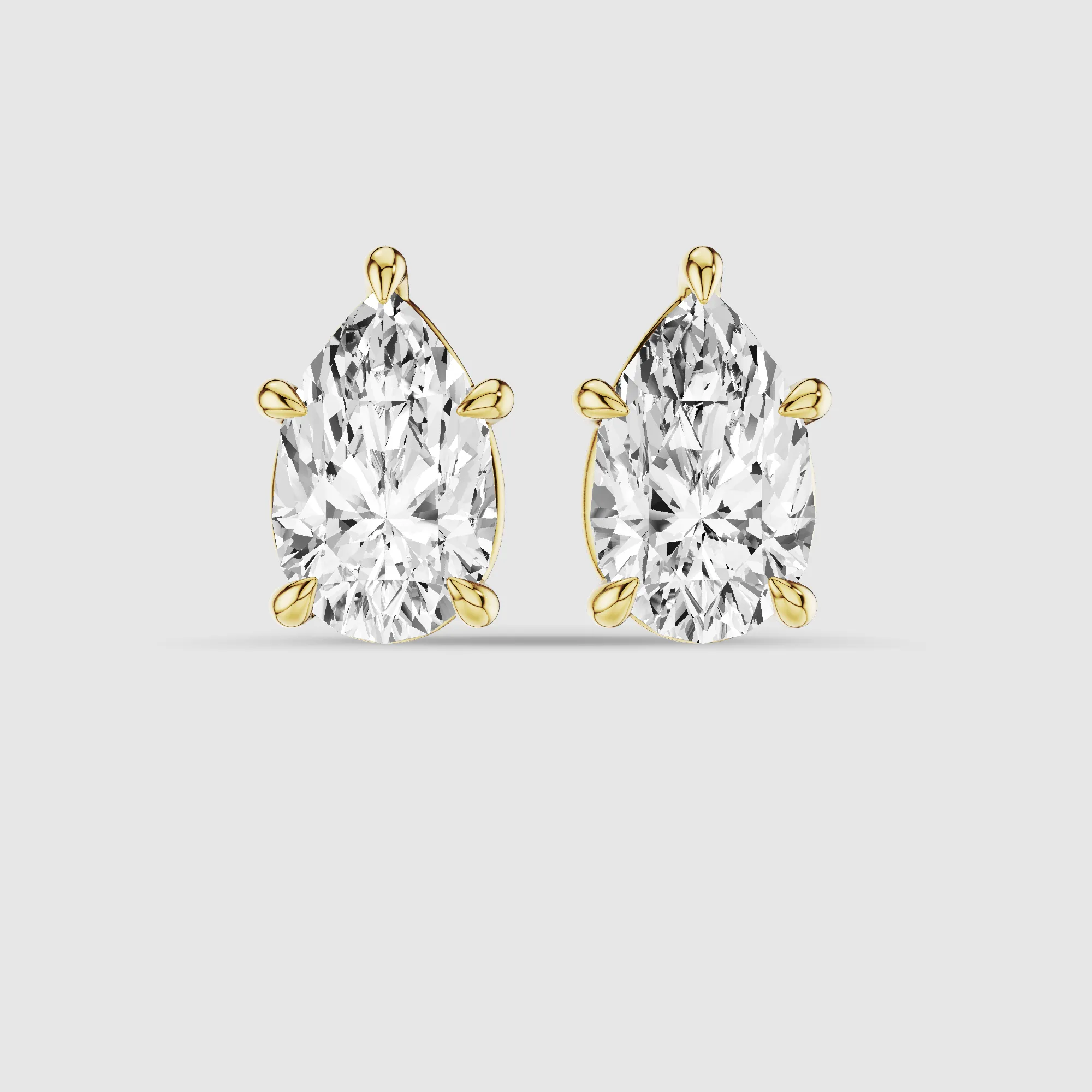 Four-Prong Solitaire Lab Grown Diamond Studs-Pear