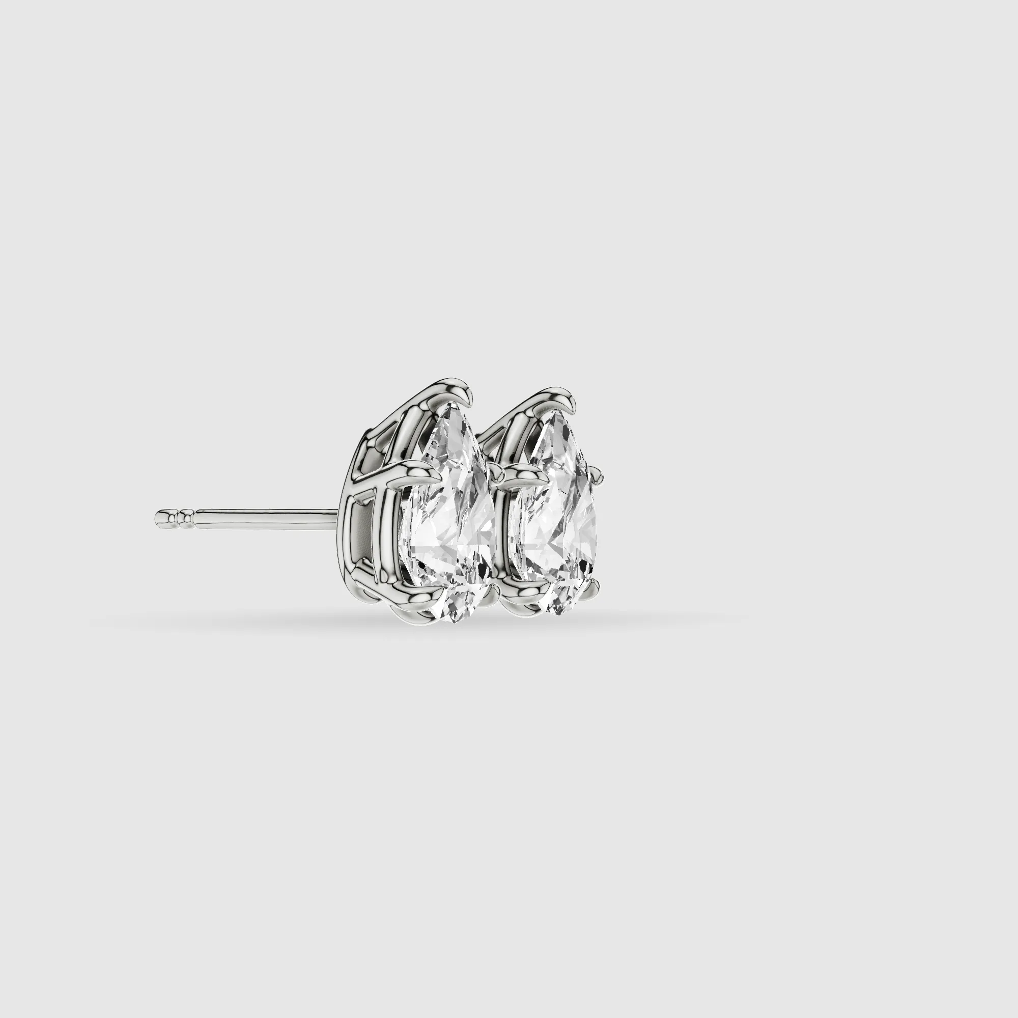 Four-Prong Solitaire Lab Grown Diamond Studs-Pear