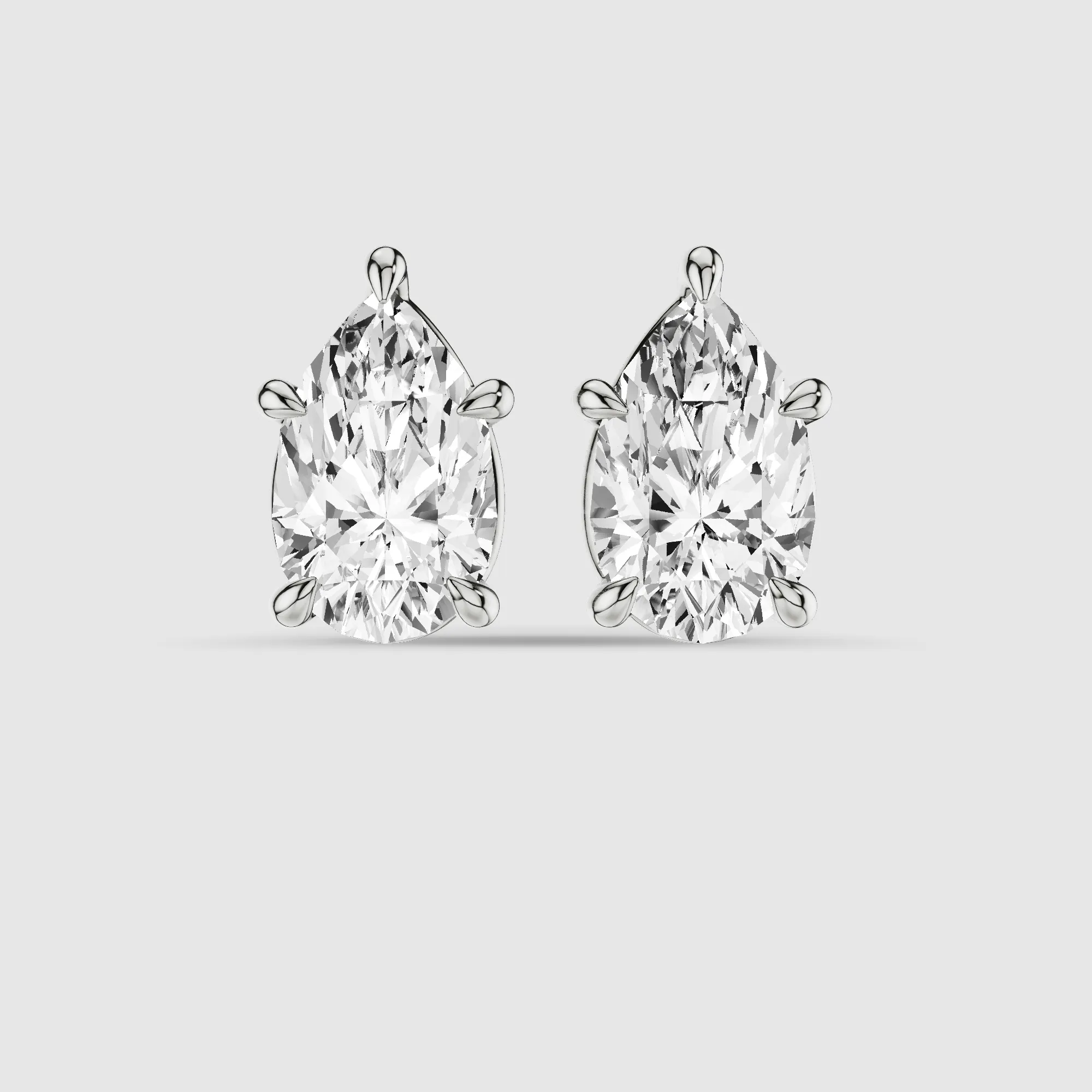 Four-Prong Solitaire Lab Grown Diamond Studs-Pear