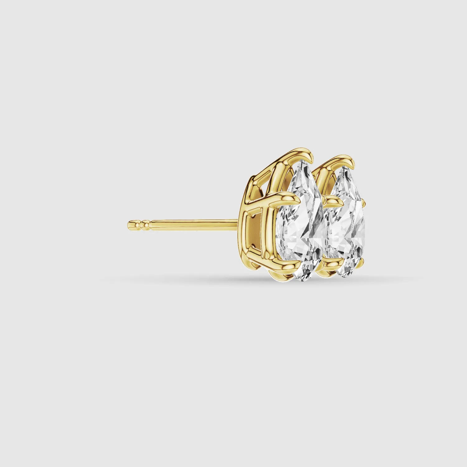 Four-Prong Solitaire Lab Grown Diamond Studs-Pear