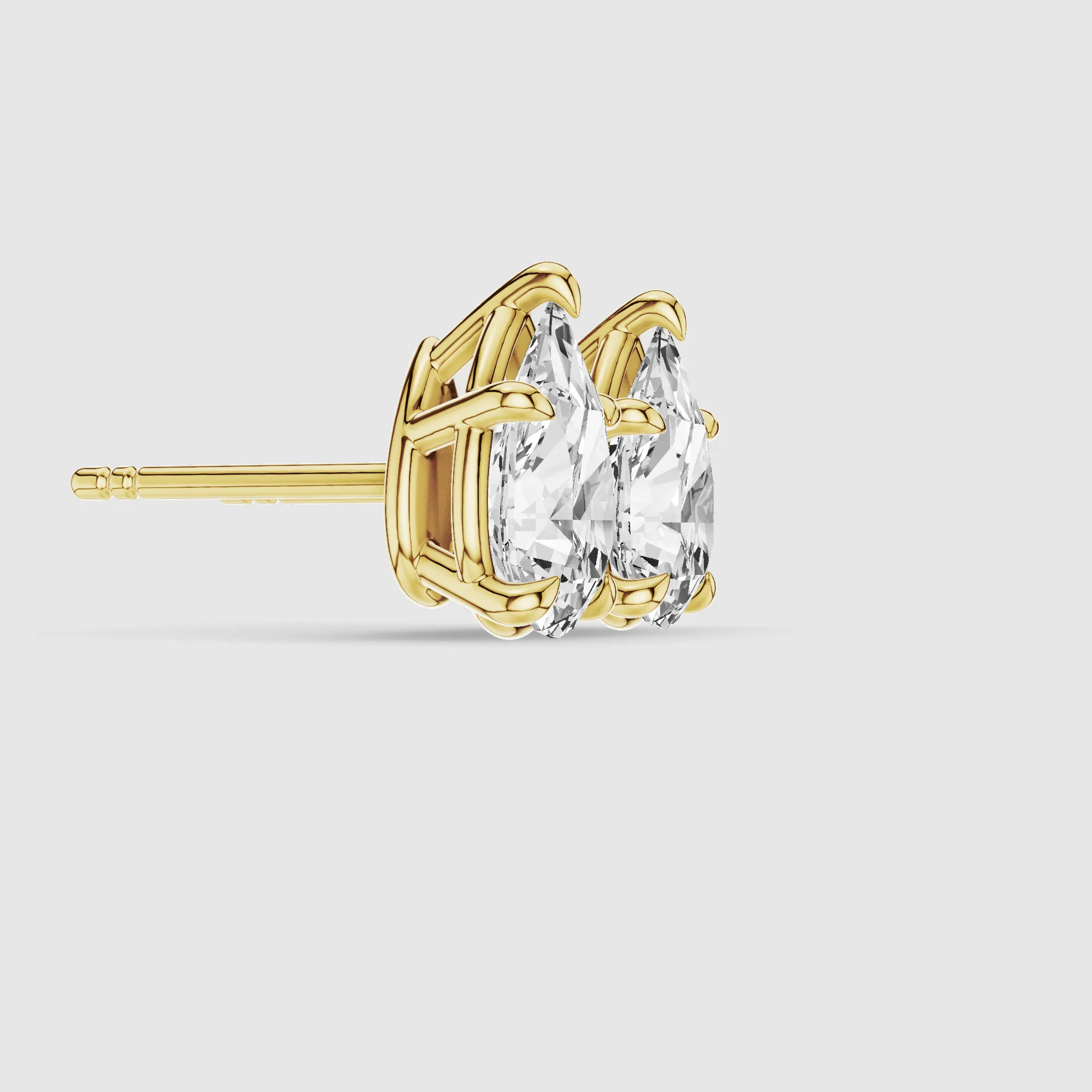 Four-Prong Solitaire Lab Grown Diamond Studs-Pear