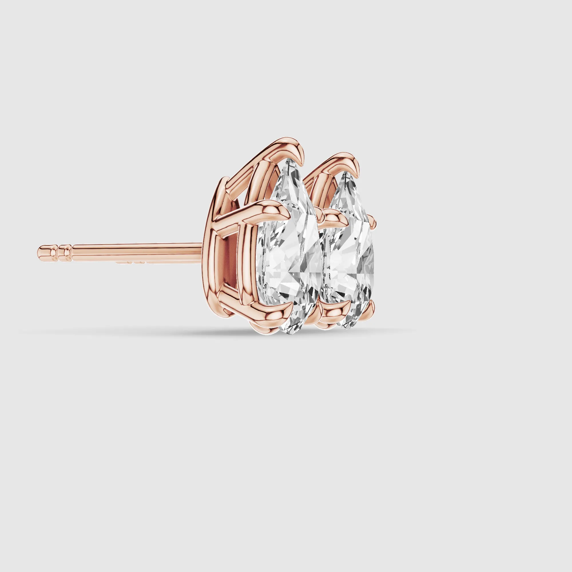 Four-Prong Solitaire Lab Grown Diamond Studs-Pear