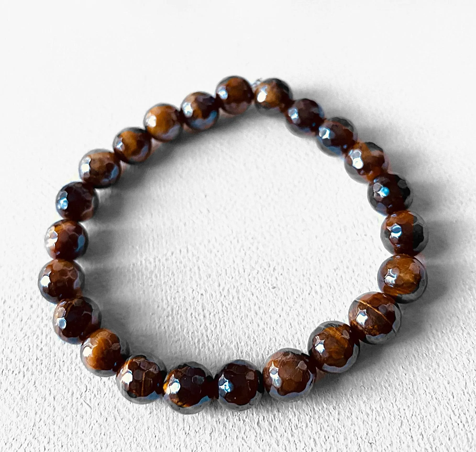 Gemstone Stretch Bracelet- Tiger's Eye- Metallic, Tiger's Eye Stretch Bracelet