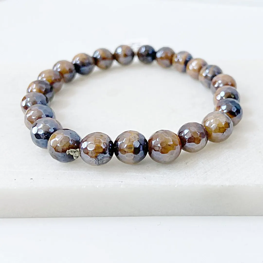 Gemstone Stretch Bracelet- Tiger's Eye- Metallic, Tiger's Eye Stretch Bracelet
