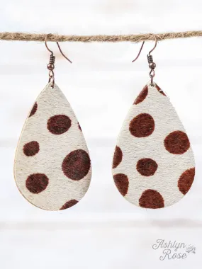 Giraffe Print Teardrop Earrings, Copper