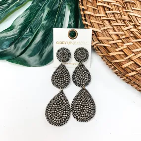 Glass Seed Beaded Drop Earrings in Silver