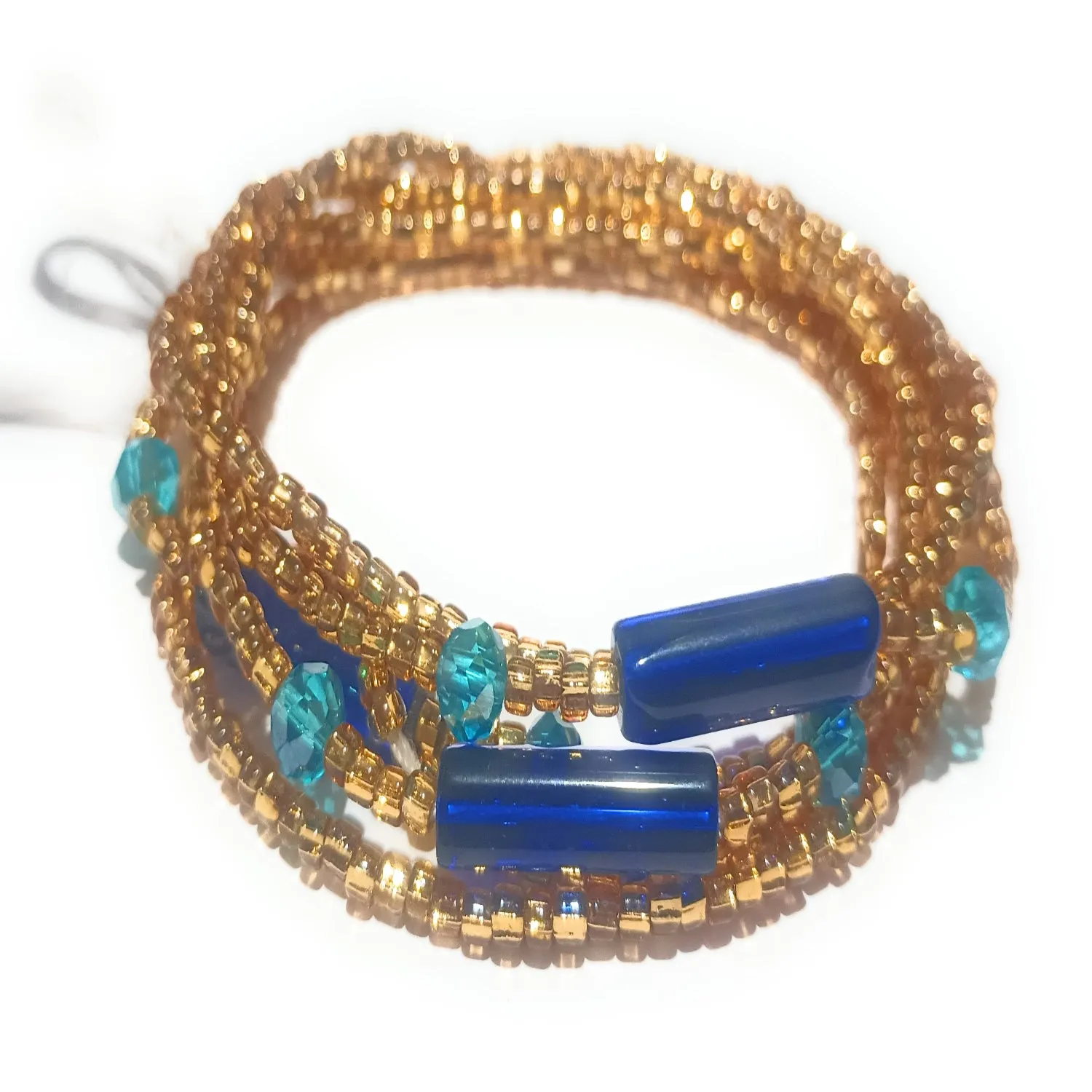 Gold Blue & Black Metallic Variety Waist Bead Strands