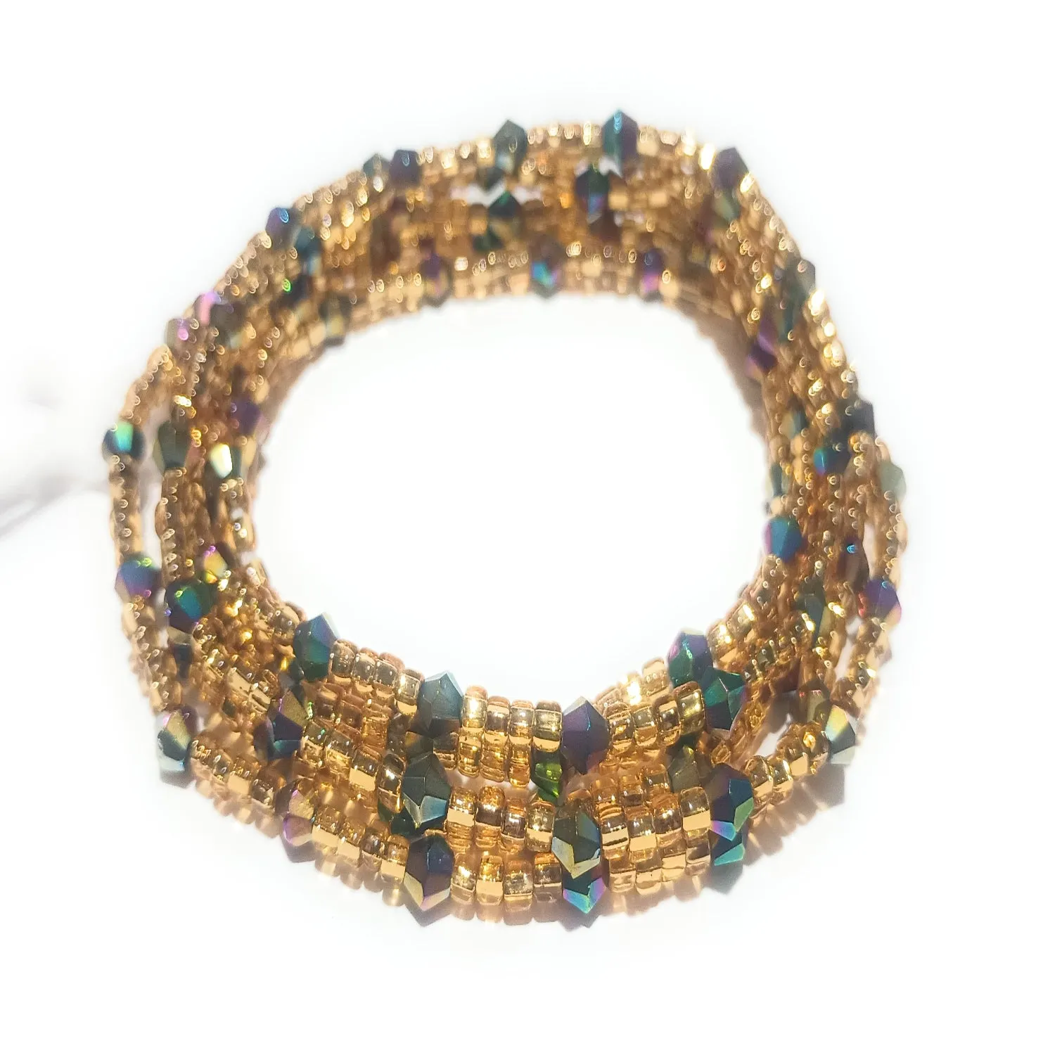 Gold Blue & Black Metallic Variety Waist Bead Strands