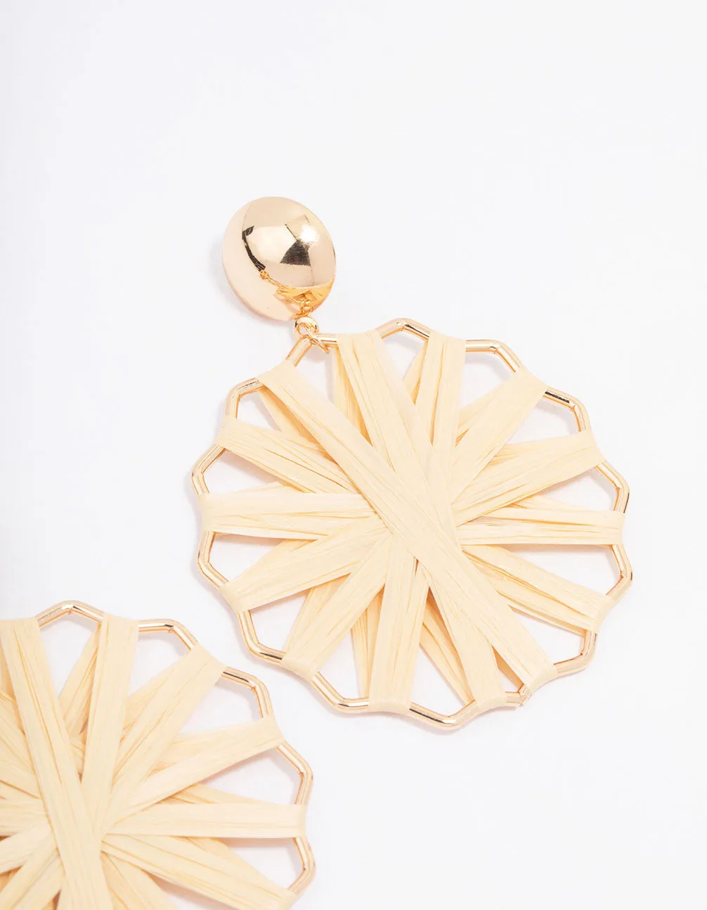 Gold Raffia Wrapped Drop Earrings