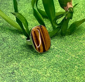 Golden Tiger's Eye Oblong Ring