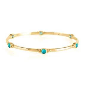 Holi Jewel Bangle - Gold Turquoise