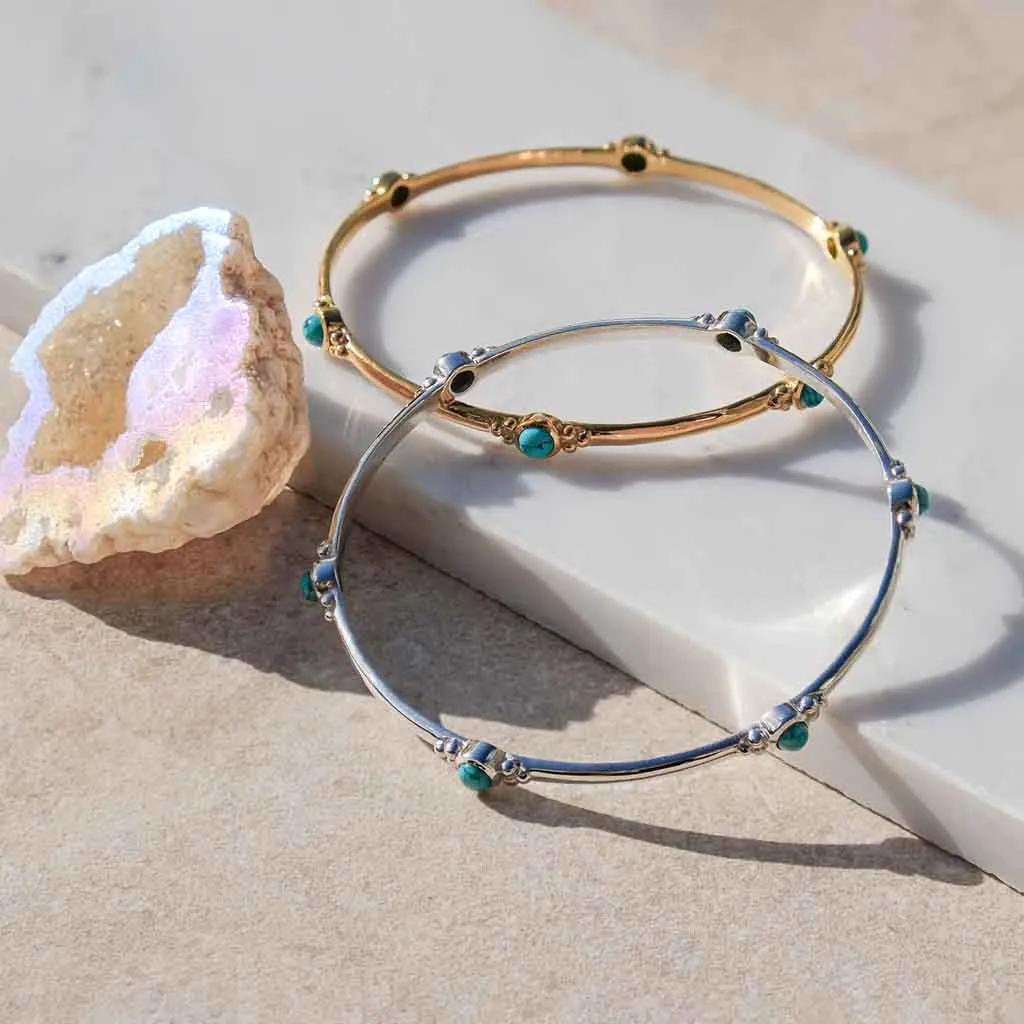 Holi Jewel Bangle - Gold Turquoise