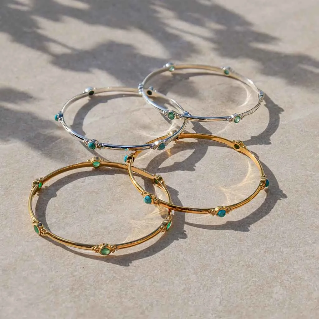 Holi Jewel Bangle - Gold Turquoise