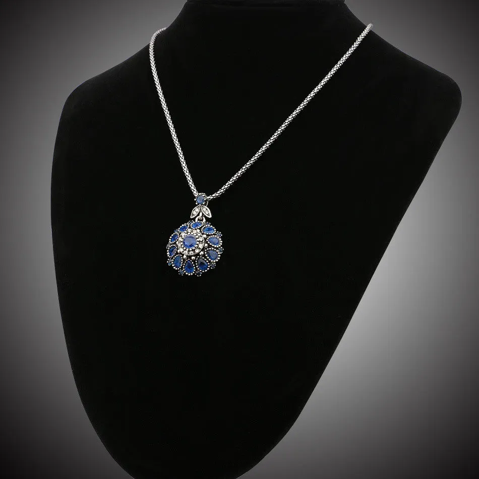 Hot Gorgeous Bohemia Vintage Jewelry Fashion Resin Silver -Plated Women For Pendant Long Necklace Crystal Gifts
