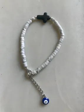 Howlite Heishi Bead Bracelet