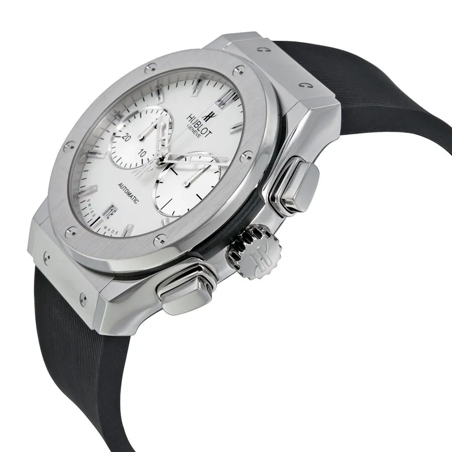 Hublot Classic Fusion Silver Dial Chronograph Black Rubber Men's Watch 521.NX.2610.RX