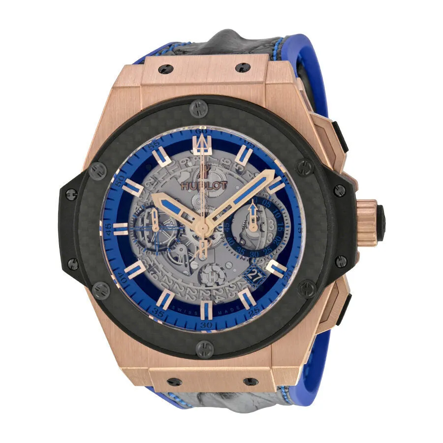Hublot King Power Unico Gold Skeleton Sapphire Dial Automatic Men's Watch 701OQ0119HR 701.OQ.0119.HR