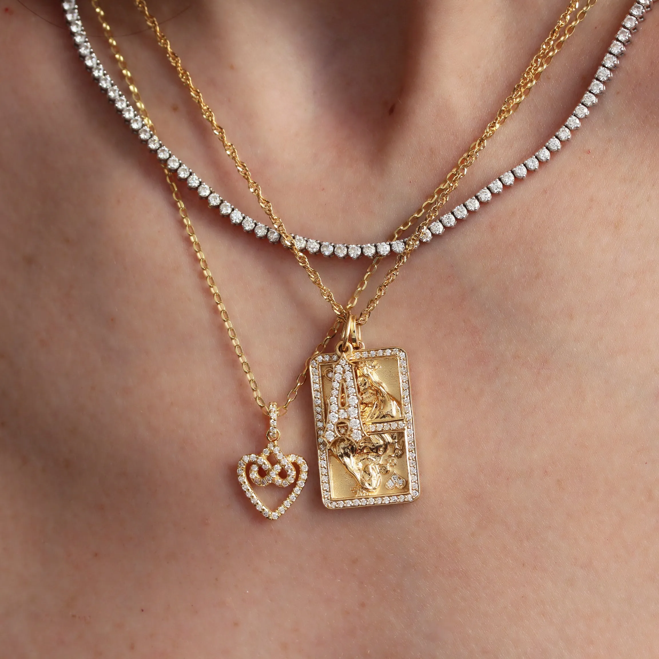 Infinity hearts lock knot dainty diamond pendant necklace ♥