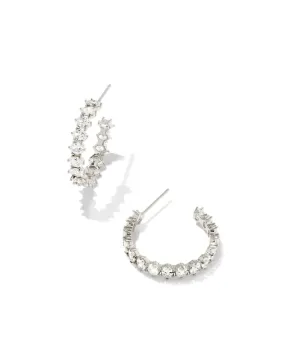 Kendra Scott Cailin Crystal Hoop Earrings Silver White CZ