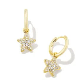 Kendra Scott | Jae Star Pave Gold Huggie Earrings in White Crystal