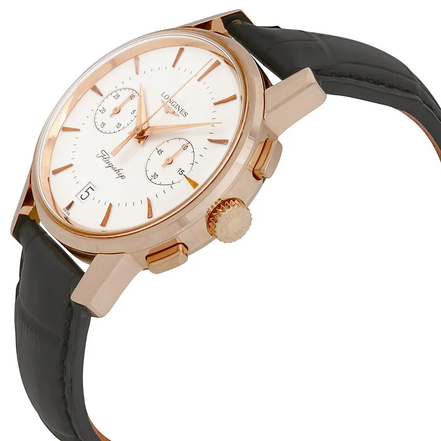 Longines Flagship Heritage Chronograph Champagne Dial Black Leather Men's Watch L47568722