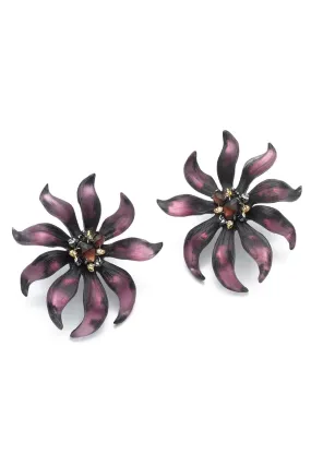 Magenta Fleur Large Flower Studs