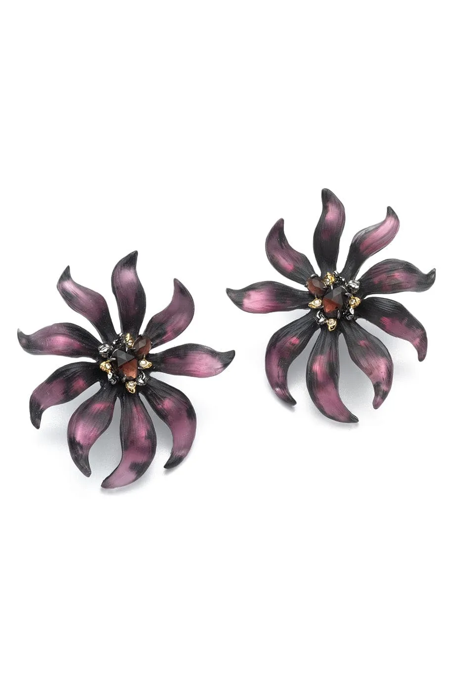Magenta Fleur Large Flower Studs