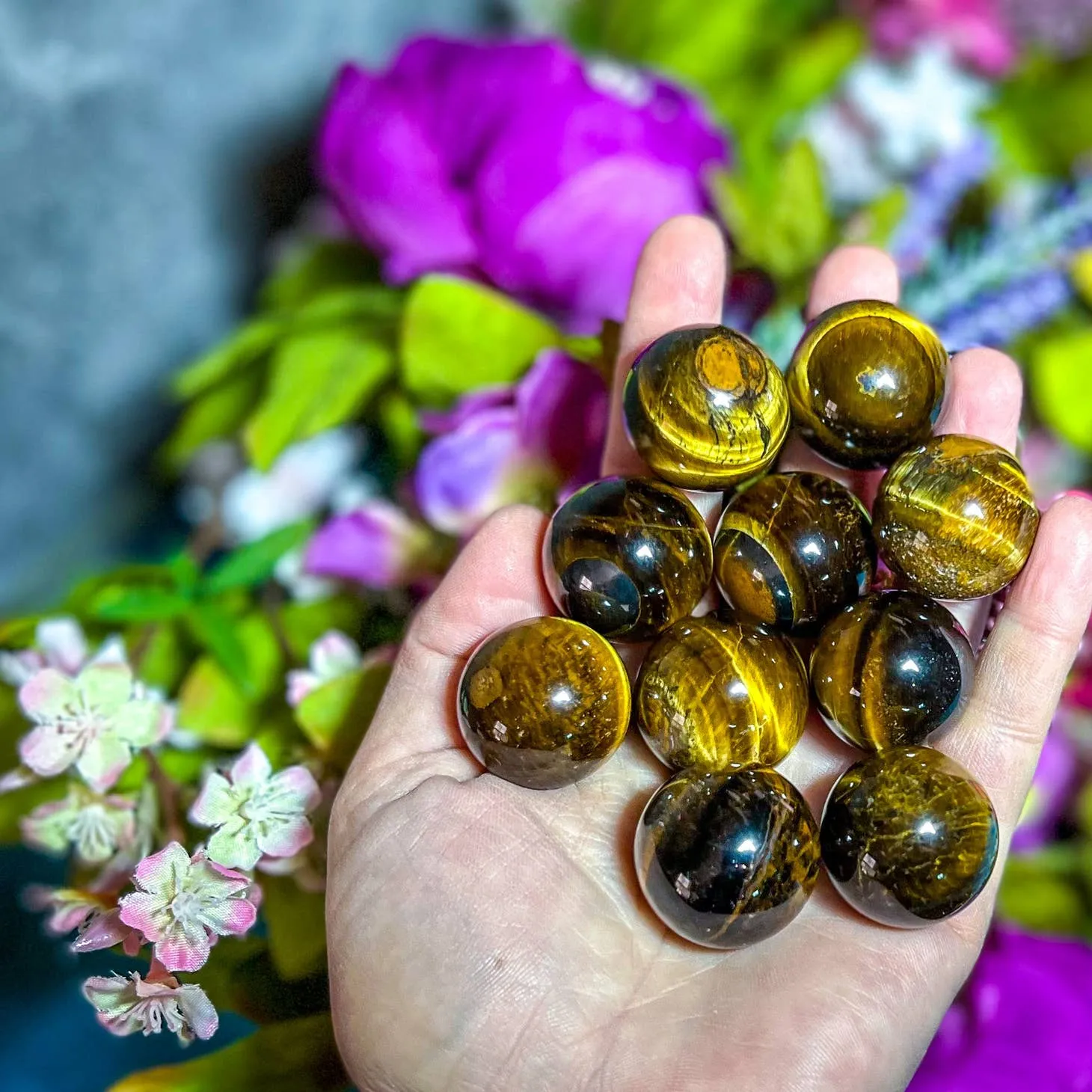 Mandala Gems Gold Tiger'S Eye Spheres