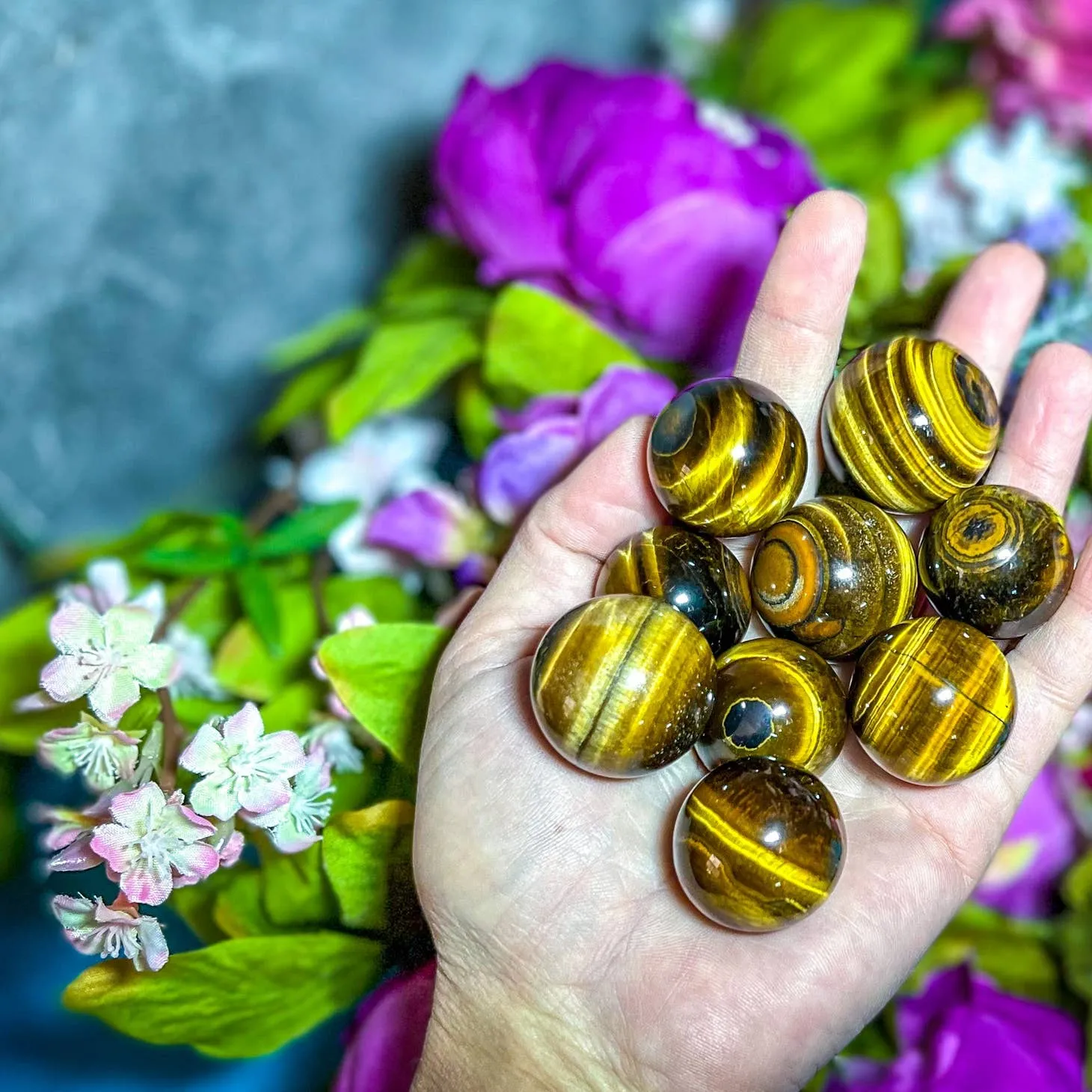 Mandala Gems Gold Tiger'S Eye Spheres