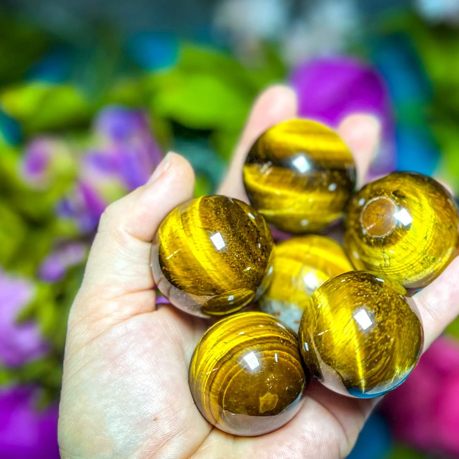 Mandala Gems Gold Tiger'S Eye Spheres