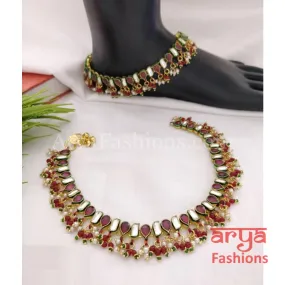 Meenakari Indian Payal/Pacchi Kundan Payal/Rajwadi Kundan Anklet/Bridal Anklets
