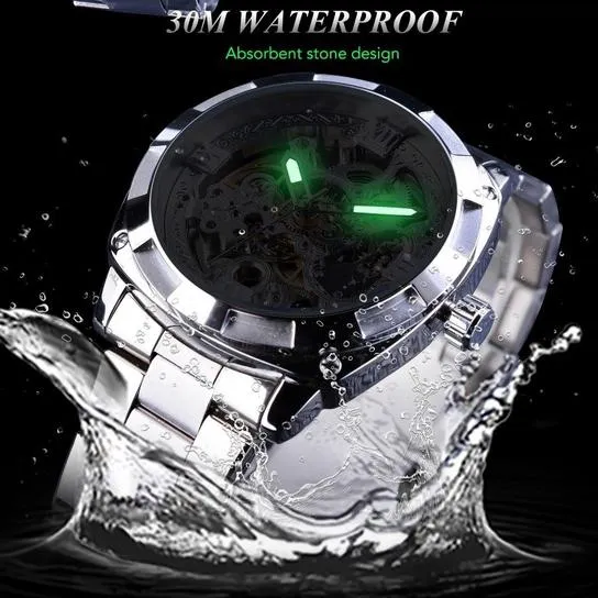 Men Luxury Skeleton Automatic Winding Mechanical Watch