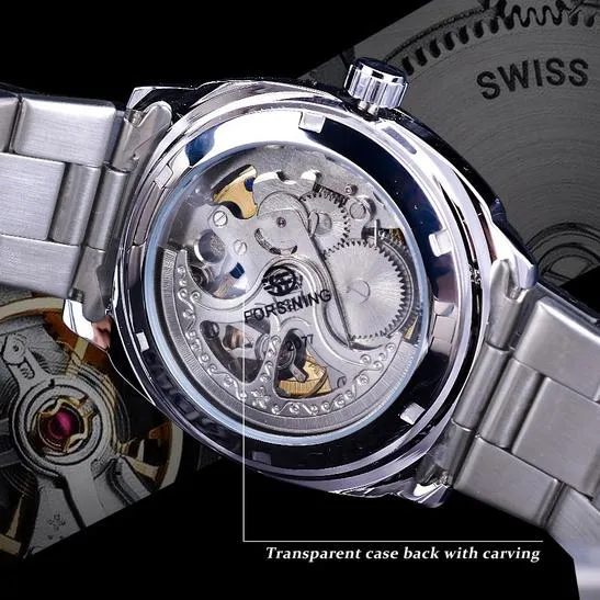 Men Luxury Skeleton Automatic Winding Mechanical Watch